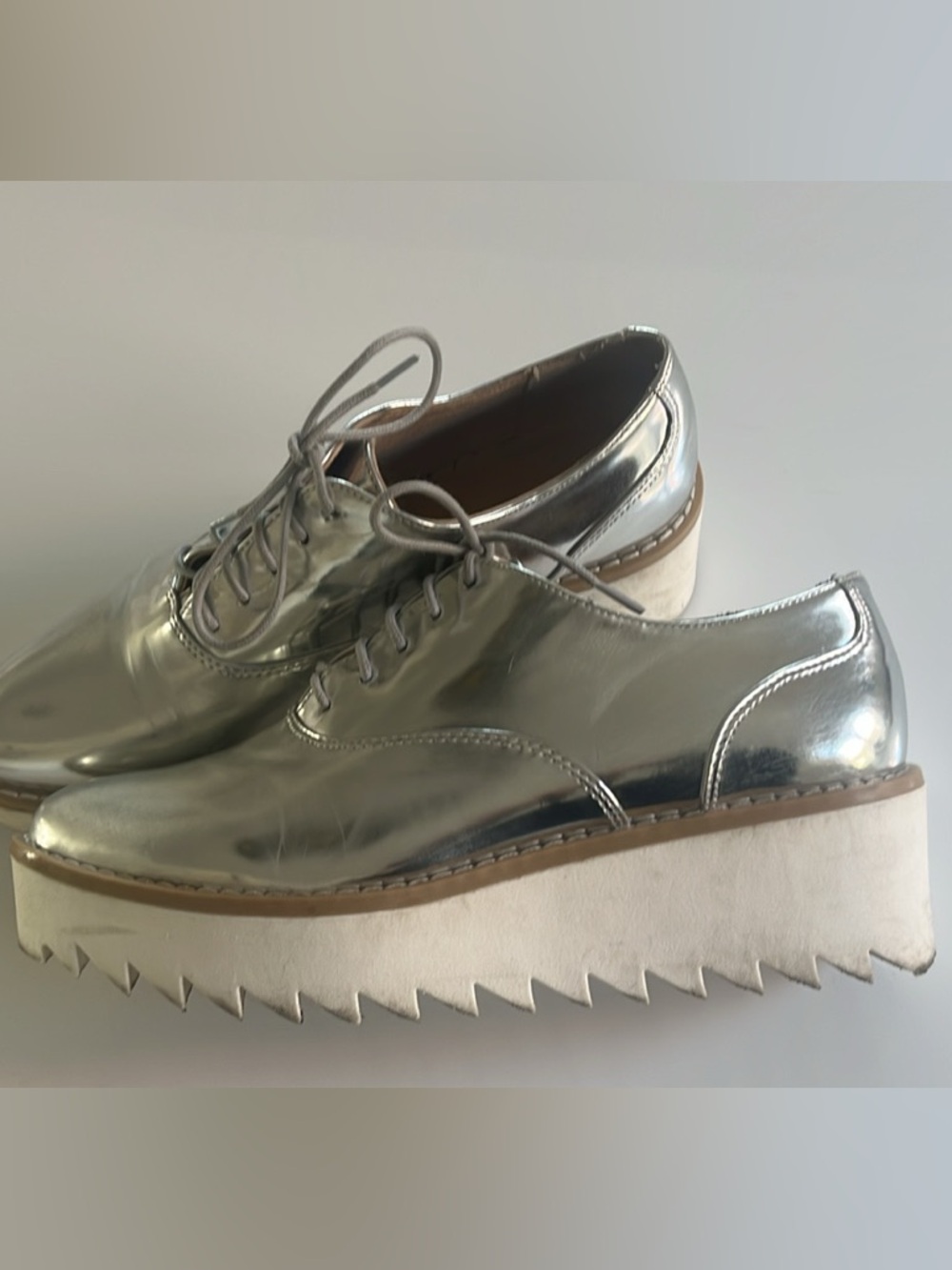 H&M Silver Metallic Platform Oxfords